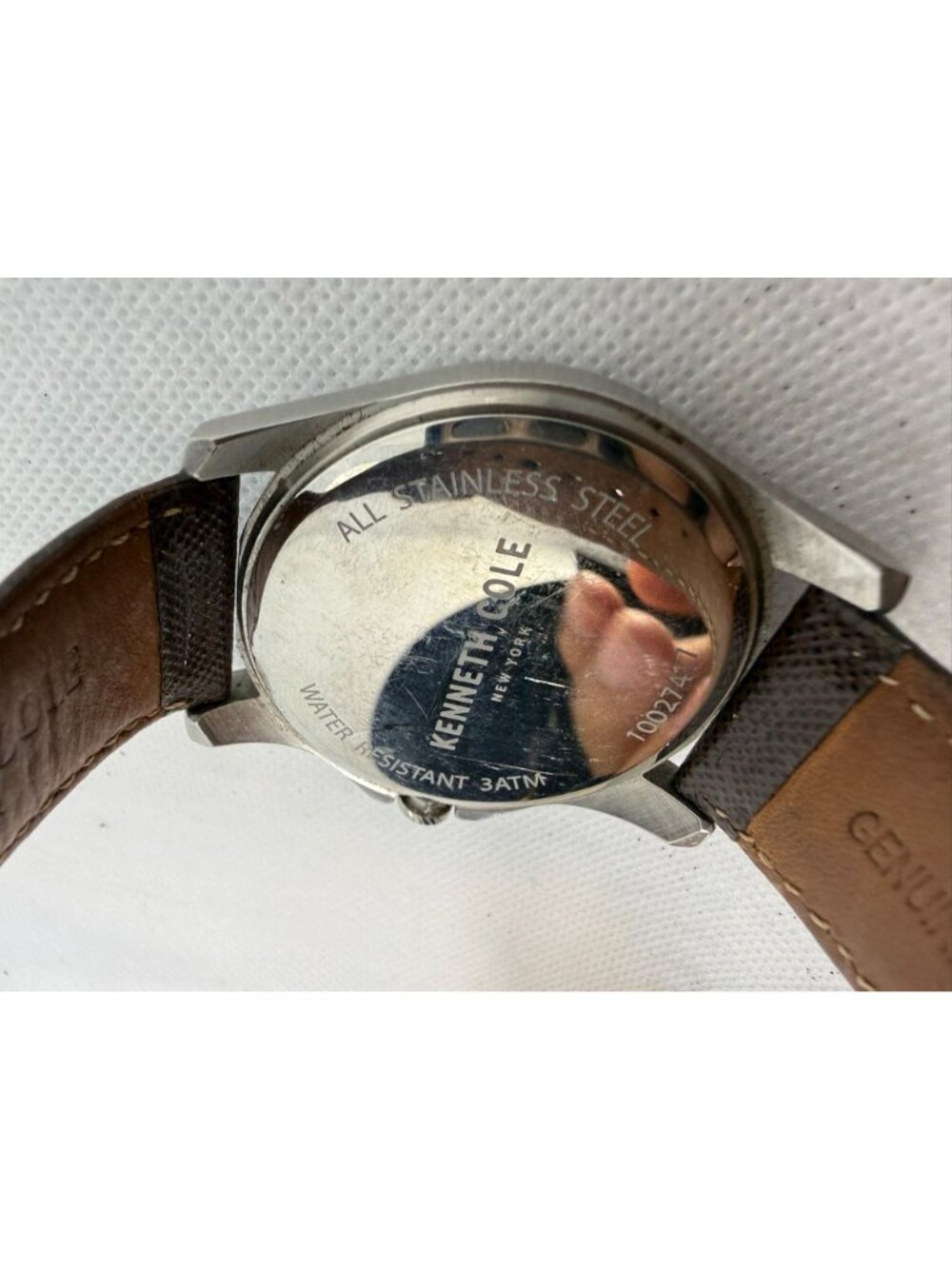 Kenneth Cole New York Men 10027417 Grey Dial Diamond Marker Brown Leather Watch - Picture 11 of 13